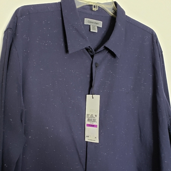 NEW Calvin Klein Button Down Mens Shirt Royal Navy Office Casual Spring Summer - Picture 2 of 11